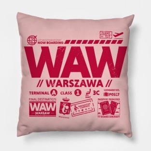 Vintage Warsaw WAW Airport Code Travel Day Retro Travel Tag Poland Pillow