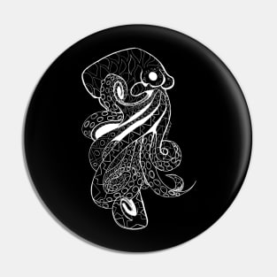 dark octopus on Mayan pattern ecopop Pin