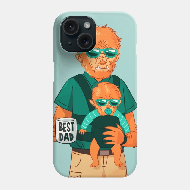 Suburban Werewolf Dad with Baby Werewolf Phone Case by SLAG_Creative