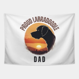 Proud Labradoodle Dad Vintage Sunset Tapestry