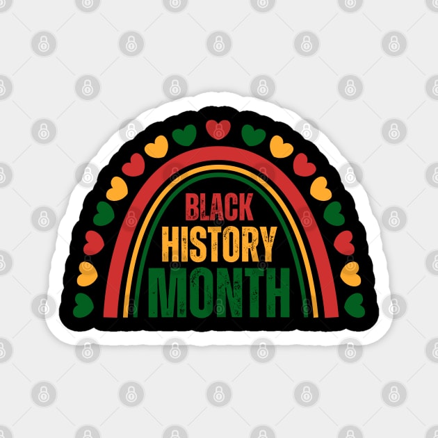 Black History Month Cute Heart Shape And Rainbow Juneteen Freedom Day 1865 Magnet by Creatifly Graphic Tees