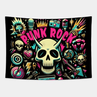 Rhythmic Riot: Punk Rock Vector Artwork Tapestry