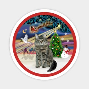 "Christmas Magic" with a Maine Coon Cat Tabby Magnet