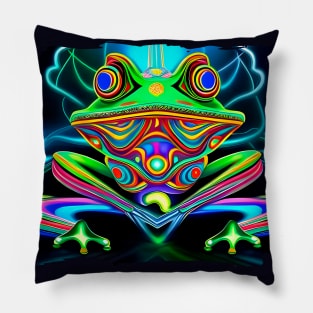 Froggy Animal Spirit (16) - Trippy Psychedelic Frog Pillow