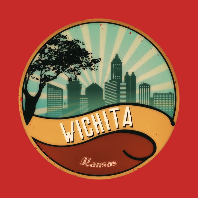 Wichita City Skyline Kansas Retro Vintage Design by DimDom