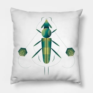 Green Longhorn Beetle Pillow