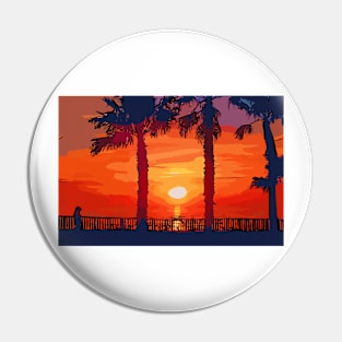 Sunset Between Two Palm Trees Pin