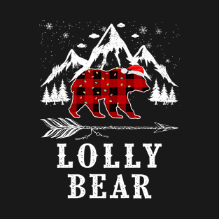 Lolly Bear Christmas Red Plaid Buffalo Family Pajama Funny T-Shirt