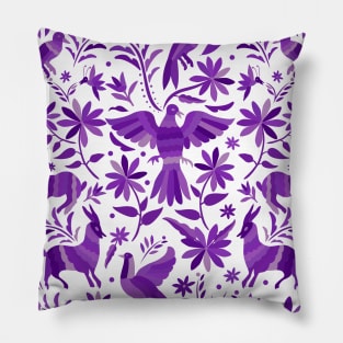 Mexican Otomí Design in Purple Pillow