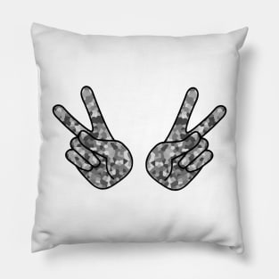 Peace Sign Hands Black Pillow