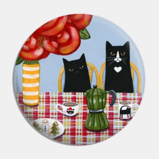 Christmas French Press Cats Pin