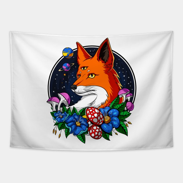 Psychedelic Fox Tapestry by underheaven