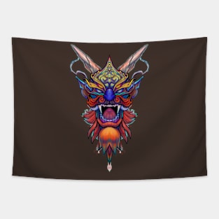 Blue Dragon Head Tapestry