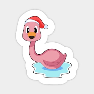 Flamingo Christmas Christmas hat Magnet