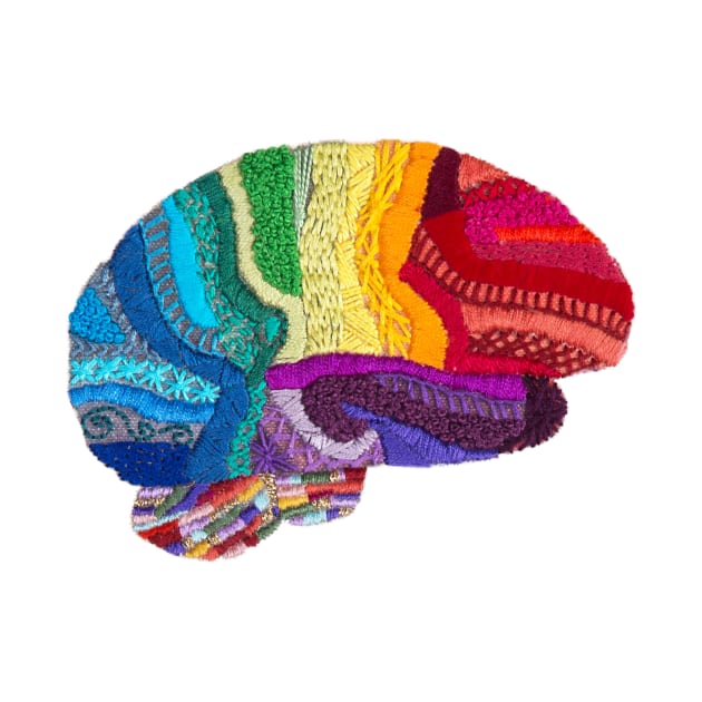 Sampler Brain - Embroidered Look - Rainbow Brain by Laurabund