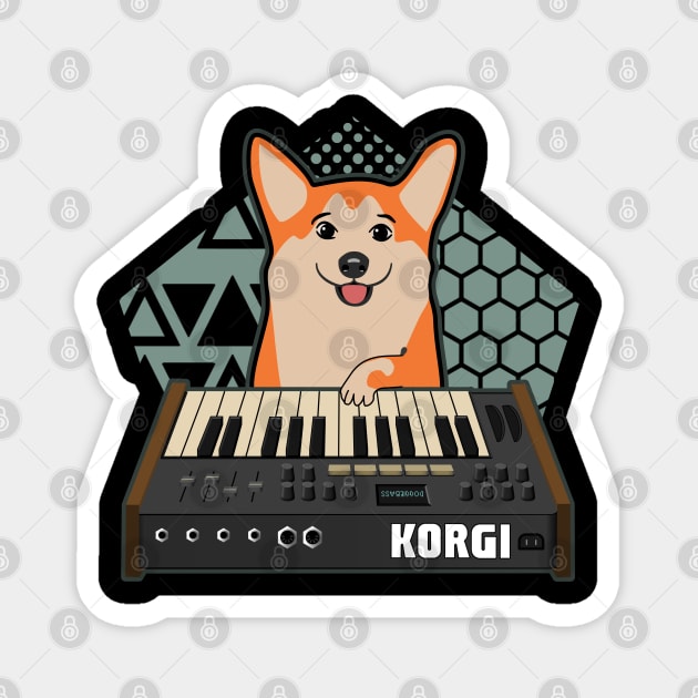 Funny Synthesizer Electronic Musician Corgi Dog Lover Magnet by Mewzeek_T