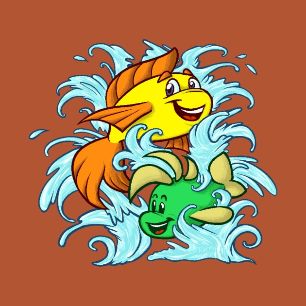 Freddi Fish & Luther (Japanese Koi Tattoo) by Rivkah