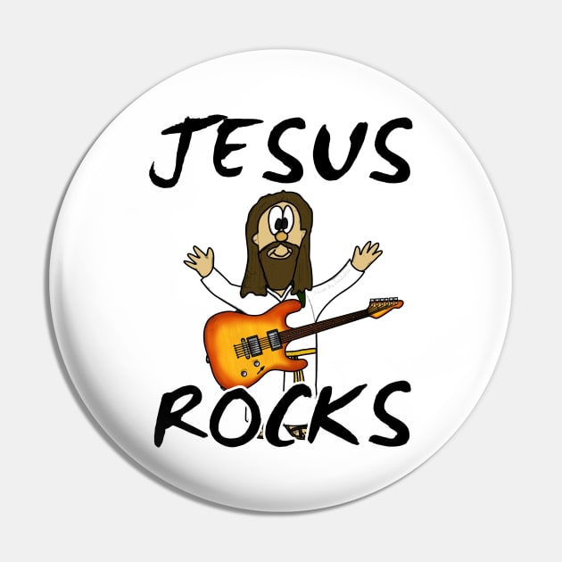 Jesus Rocks Electric Guitar Christian Guitarist Pin by doodlerob