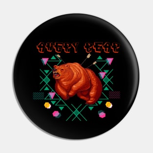 Angry Bear Animals Design Retro Pin