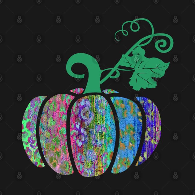 Cute glitchcore colorful Leopard print pumpkin  - halloween - autumn - fall  - colourful by hasbeenz