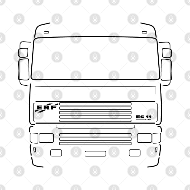 Classic 1990s ERF EC11 lorry black outline graphic by soitwouldseem