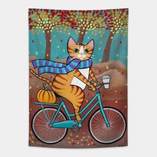 Ginger Autumn Bicycle Ride Tapestry