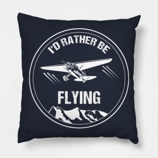 Retro Pilot Gift Christmas T-Shirt I'd Rather be Flying Plane Pilot  Aircraft Airplane Pillow