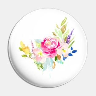 Floral Watercolor, Hot Pink Peony Pin