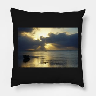 Mystical Sunset With Boat Pillow