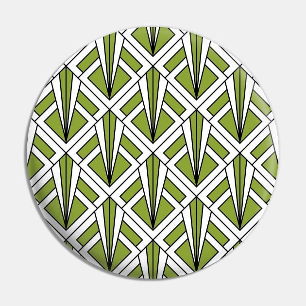 Art Deco Pattern no 87 - Green - Geometric Pattern Pin by Millusti