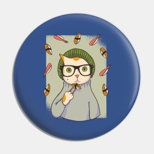 Hipster Cat Sushi Pin