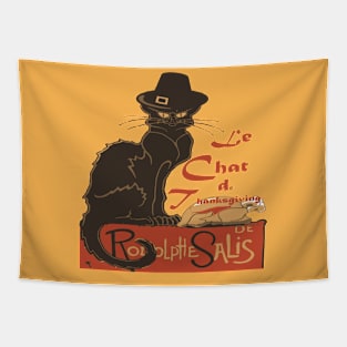 Le Chat De Thanksgiving Holiday Dinner Spoof Tapestry