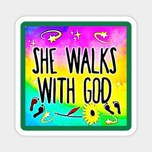 She Walks with God (text) Magnet