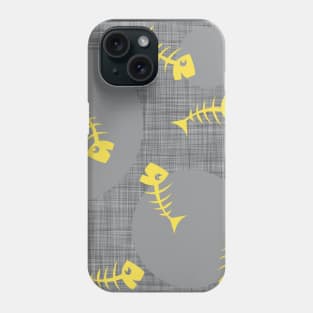 Herringbone yellow on gray with a linen structure - Pantone colors of the year 2021 Phone Case