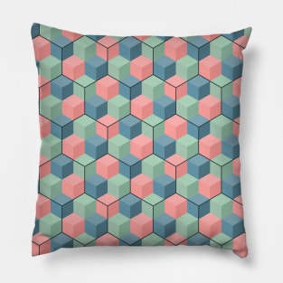 Cubes and Hexagons (Pastel) Pillow