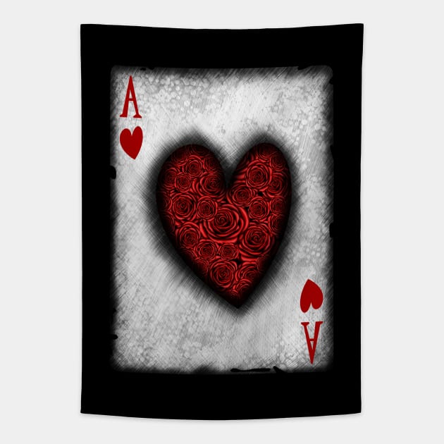 Ace of Hearts with Roses Tapestry by DeneboArt