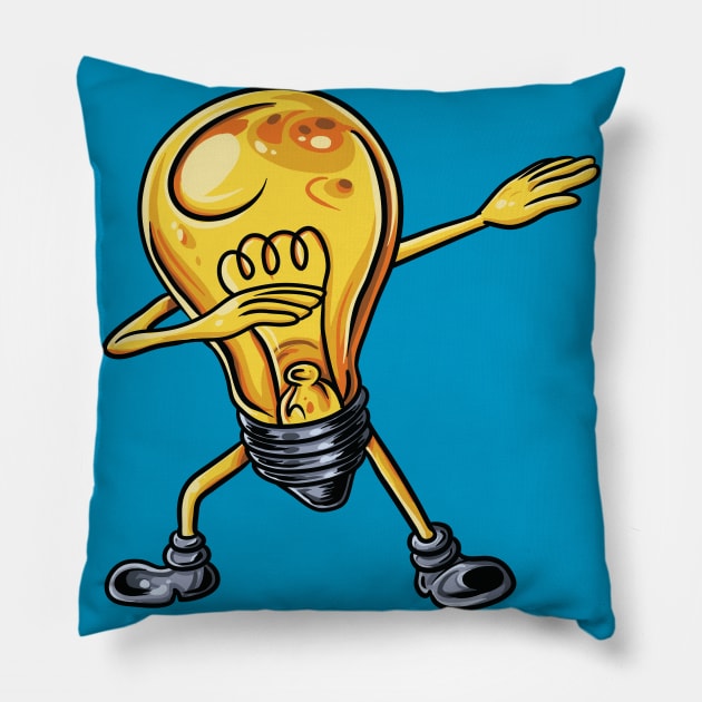 Funny Dabbing Lightbulb Electrician Watt Kids Gift Pillow by Freid