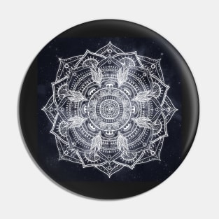 Elegant White Mandala Gray Nebula Design Pin