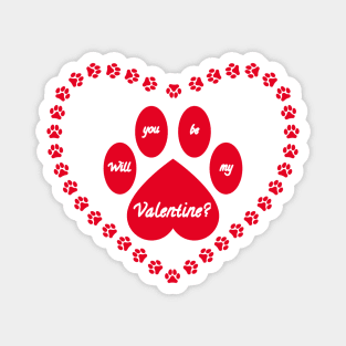 Red Valentine Heart Shaped Animal Paw Magnet