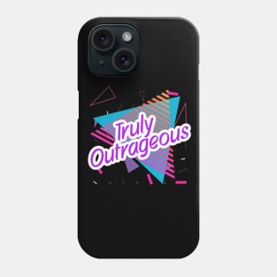 80s Retro Throwback Truly Outrageous Bright Colorful Geometric on Black Phone Case