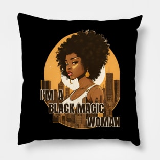 Black Magic Woman Golden Pillow