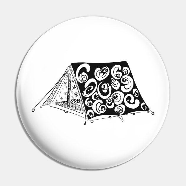 Camping Tent Line Drawing Pin by littlecurlew