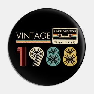 35th Birthday Vintage 1988 Limited Edition Cassette Tape Pin