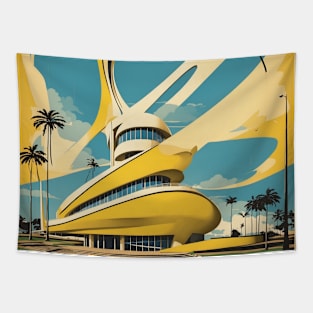 Museu Oscar Niemeyer Curitiba Brazil Vintage Tourism Travel Poster Tapestry