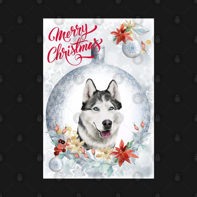 Husky Merry Christmas Santa Dog by Puppy Eyes