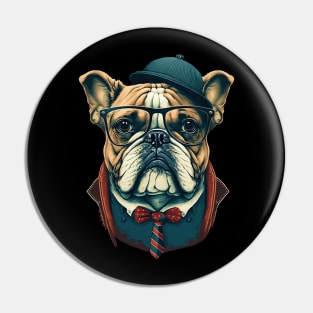 Hipster Bulldog Pin