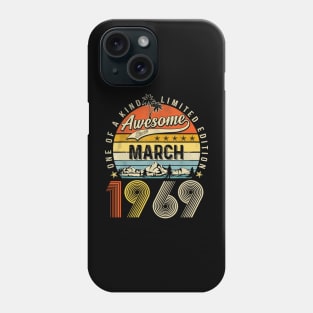 Awesome Since March 1969 Vintage 54th Birthday Phone Case