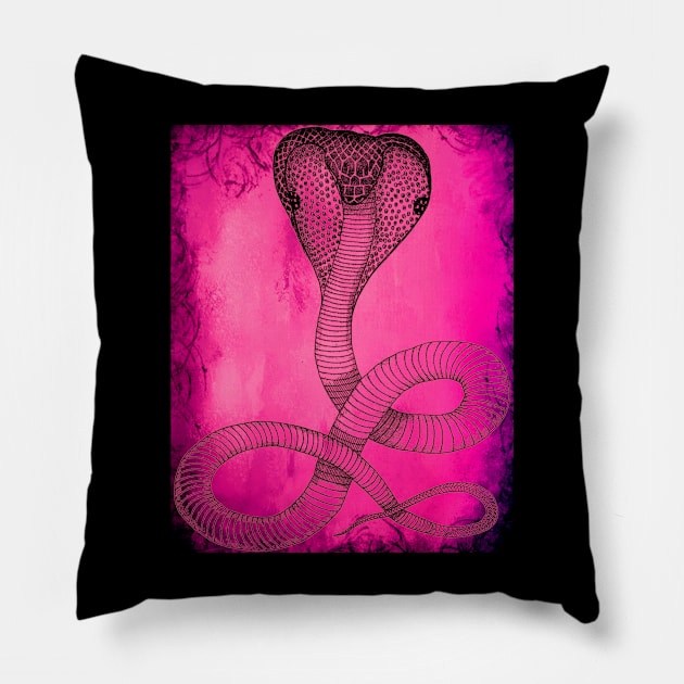 Pink Fire Cobra Cool Design Pillow by PANGANDOY