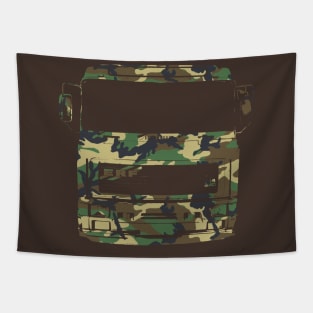 Classic 1990s ERF E Series lorry woodland camo Tapestry