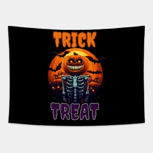 Trick Or Treat pumpkin head skeleton halloween Tapestry